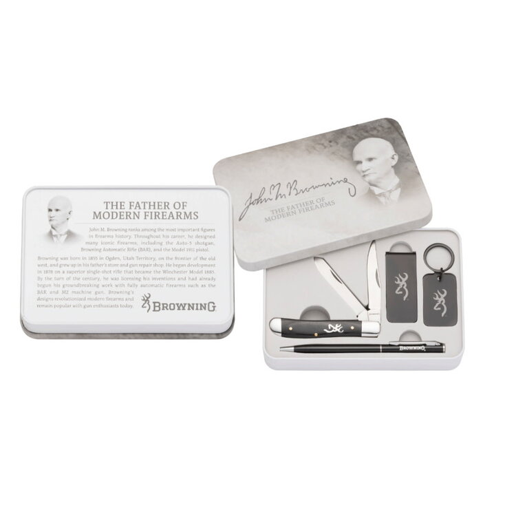 BROWNING JOHN M BROWNING COMBO KNIFE TIN GIFT SET