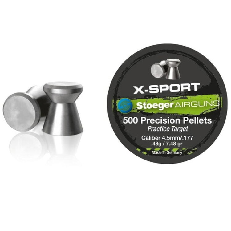 STOEGER PELLETS 4.5MM/.177 X-SPORT .48G/7.41GR FLAT (500) CLAMPACK