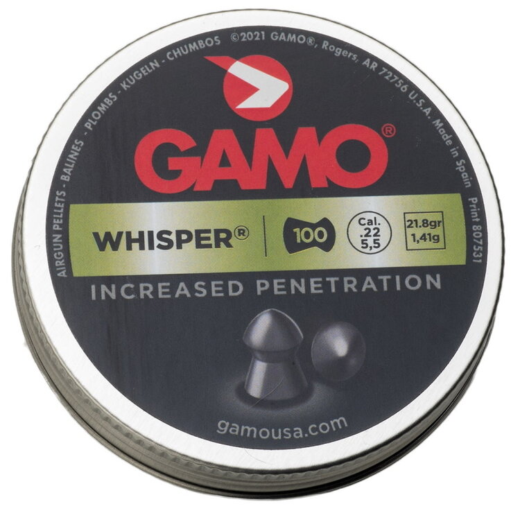GAMO WHISPER QUIET PELLET .22 PELLET 100PK