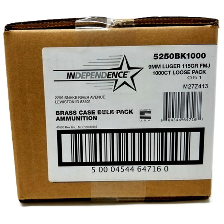 CCI CCI INDEPENDENCE BULK 9MM LUGER 115Gr FMJ 1000RD BOX