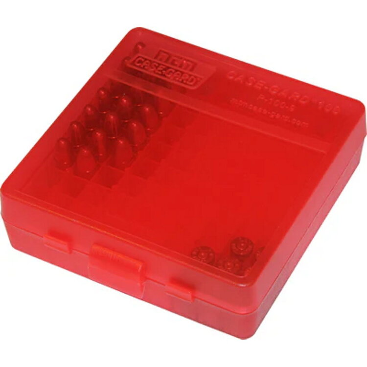 MTM CASE GARD MTM 45 PISTOL FLIP TOP AMMO BOX 100RD CLEAR RED