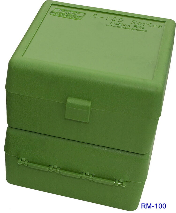 MTM CASE GARD MTM MEDIUM RIFLE  FLIP TOP 100RD AMMO CASE GREEN