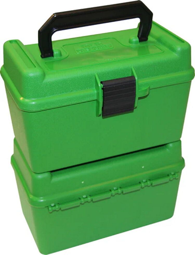 MTM CASE GARD MTM SMALL RIFLE 50RD  DELUXE AMMO  BOX GREEN