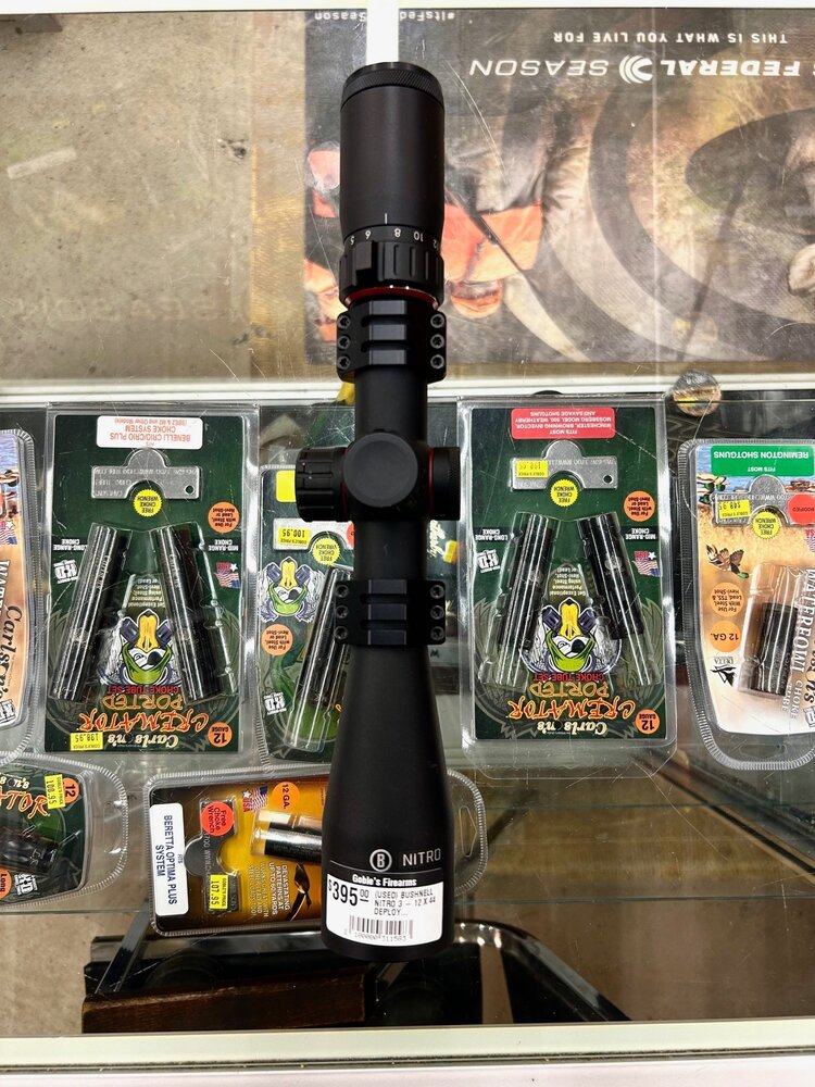 BUSHNELL (USED) BUSHNELL NITRO 3 - 12 X 44 DEPLOY MIL RET RIFLE SCOPE 30MM W/RINGS