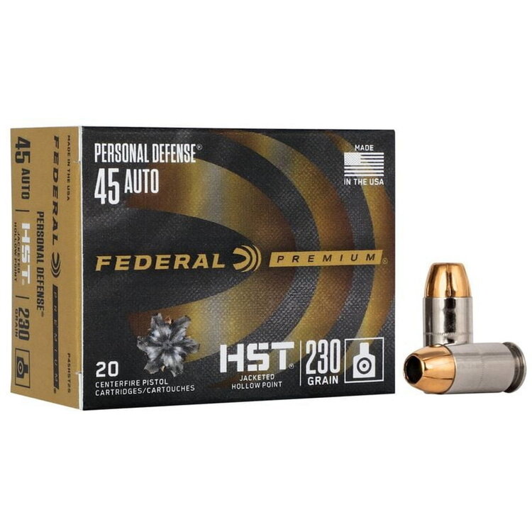 FEDERAL FEDERAL PREMIUM PERSONAL DEFENSE 45 ACP 230GR HST/HYDRA-SHOK JHP 890 FPS 50RDS