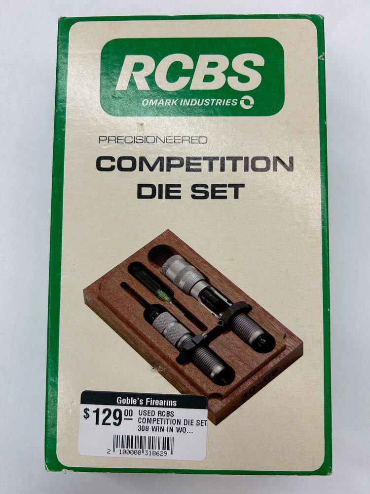 RCBS USED RCBS COMPETITION DIE SET 308 WIN IN WOODEN BOX
