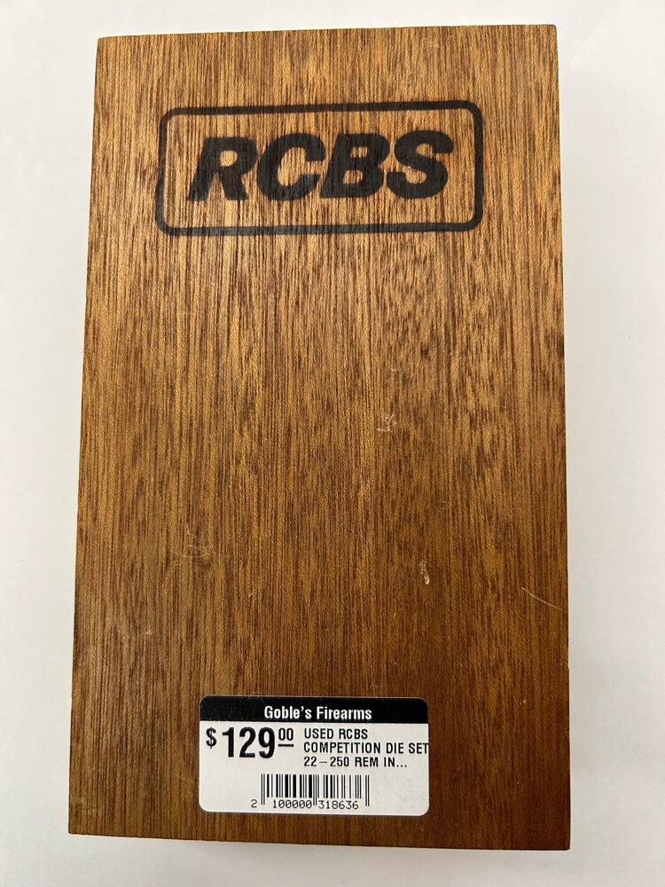 RCBS USED RCBS COMPETITION DIE SET 22-250 REM IN WOODEN BOX