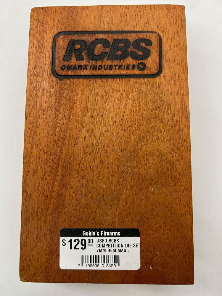 RCBS USED RCBS COMPETITION DIE SET 7MM REM MAG IN WOODEN BOX