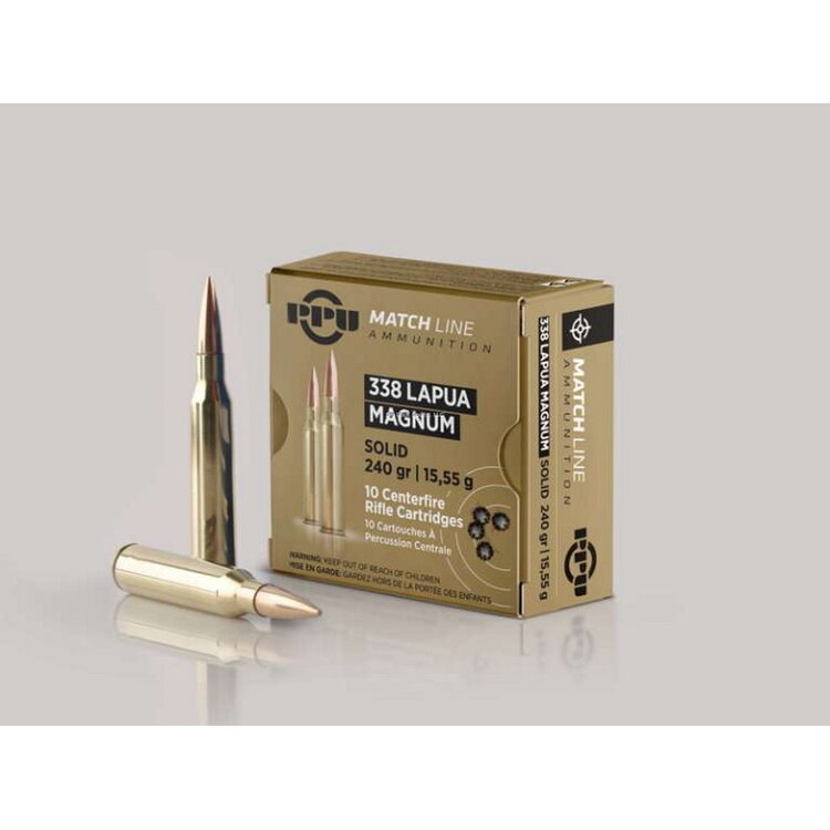 PPU 338 LAPUA MAGNUM 240 GR MATCH SOLID 10 RNDS