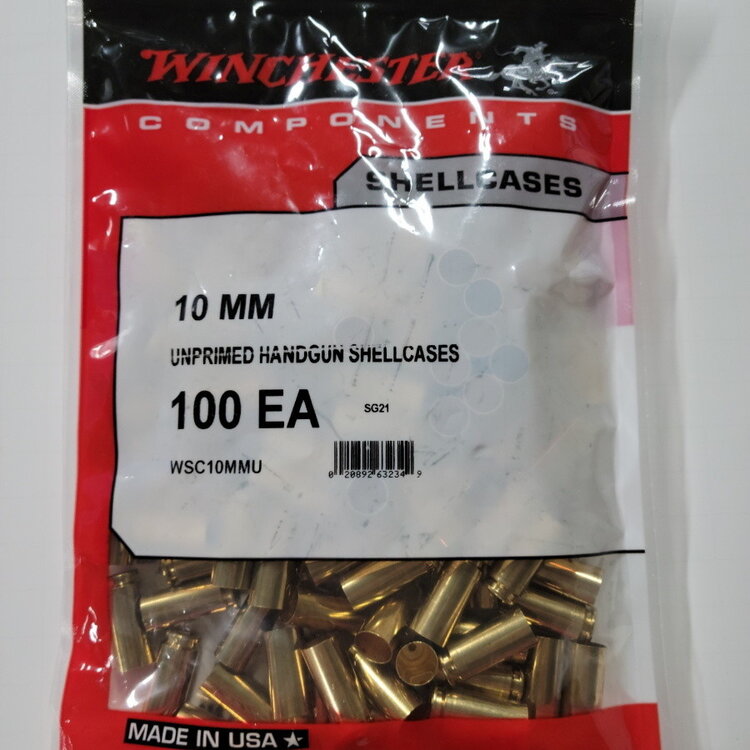 WINCHESTER 10MM AUTO UNPRIMED BRASS 100PK