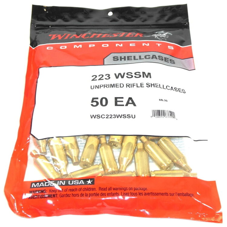 WINCHESTER  223 WSSM UNPRIMED BRASS 50/PK