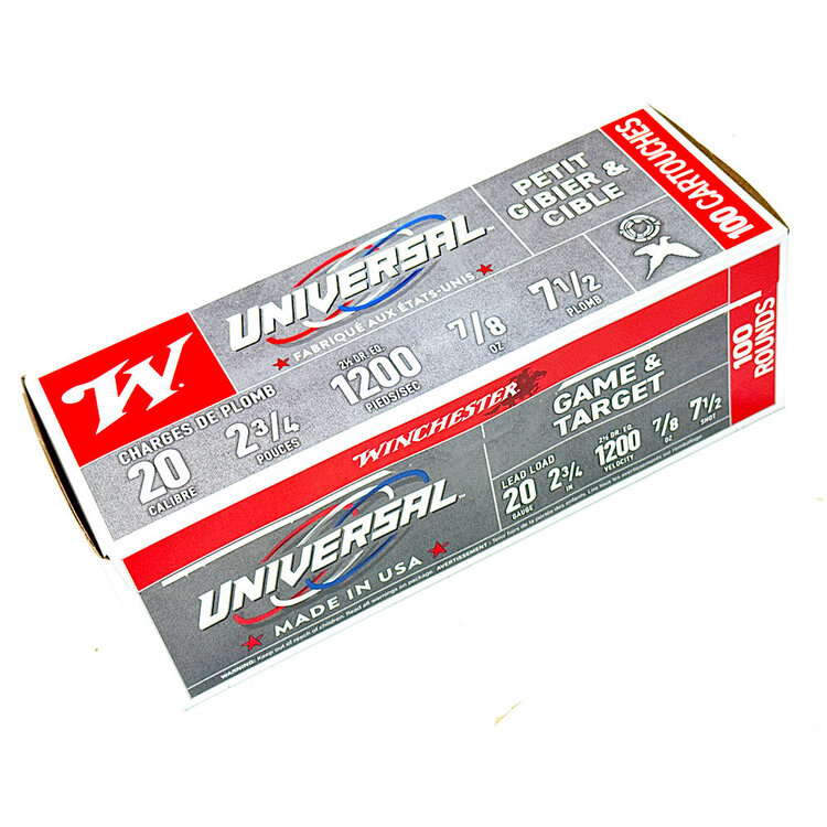 WINCHESTER UNIVERSAL GAME & TARGET 20 GA X 2-3/4″ #7.5 100RDS