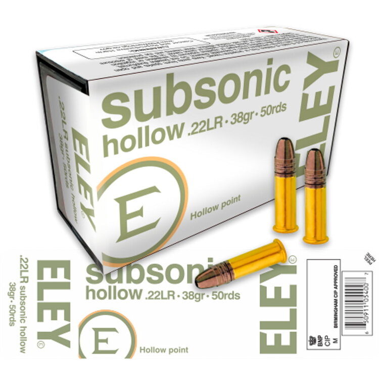 ELEY ELEY SUBSONIC 22LR 38GR HOLLOW POINT 50/PK