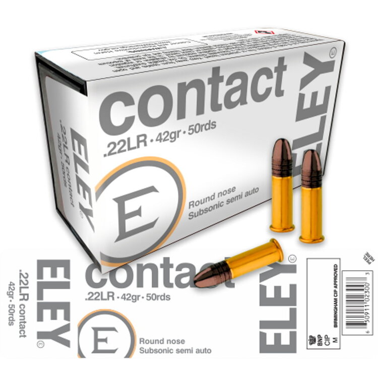 ELEY ELEY 22LR CONTACT 42GR 1090FPS SEMI AUTO SUBSONIC 50/PK