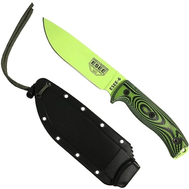 ESEE Knives  Fixed Blade Knife Green/Black 3D G-10 (5.25" Green)