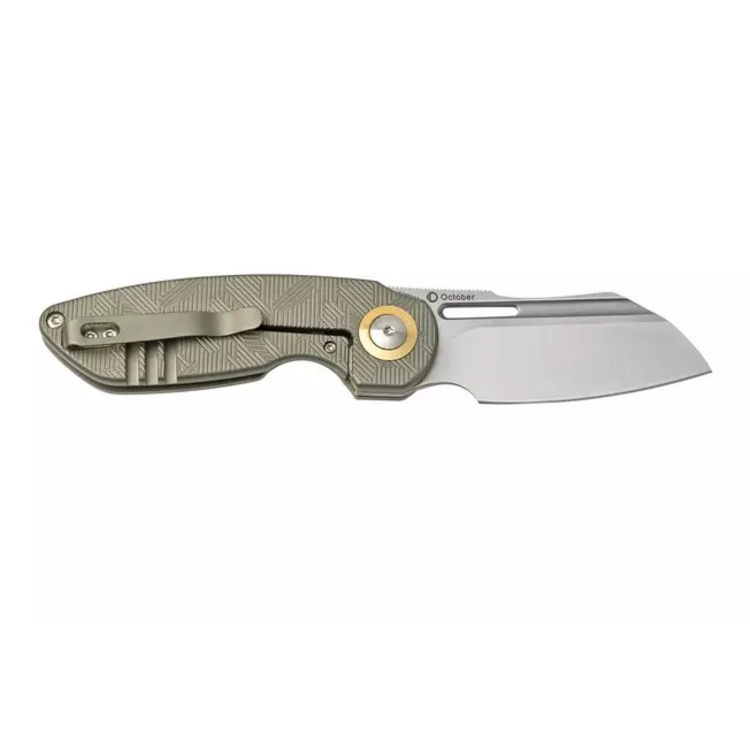 KIZER OCTOBER FLIPPER FRAMELOCK KNIFE CPM 20CV Satin, Titanium Grey