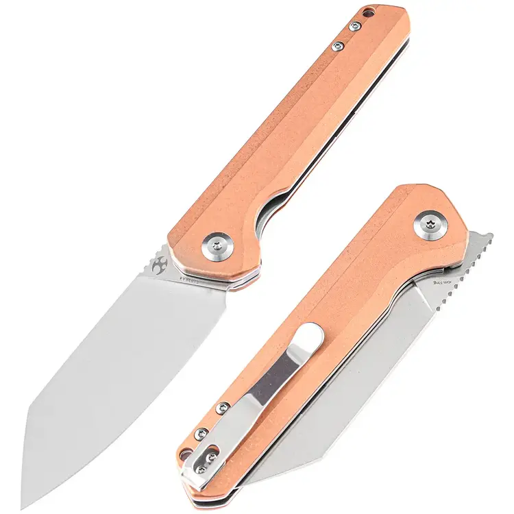 KANSEPT Bulldozer Front Flipper Red Copper Handle ( 3.56" CPM-S35VN )with Kim Ning Design