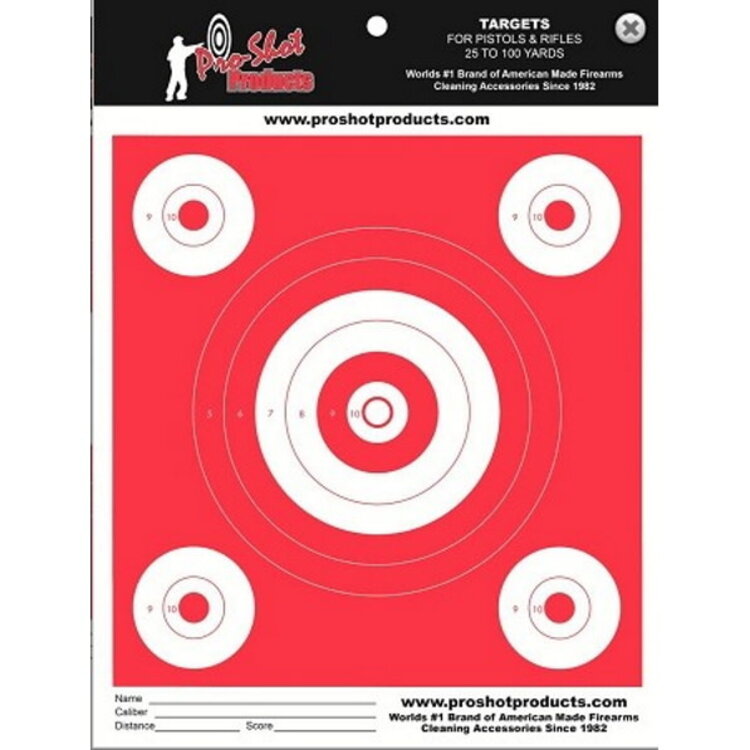 PRO-SHOT PRO-SHOT ORANGE GLOW 5 BULLSEYE TARGET 12/PK
