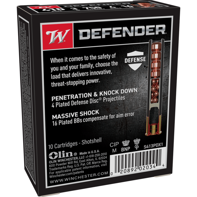 WINCHESTER 410 PDX1 DEFENDER 3" 4 PLATED DISC/16 PLATED BBs 10rds