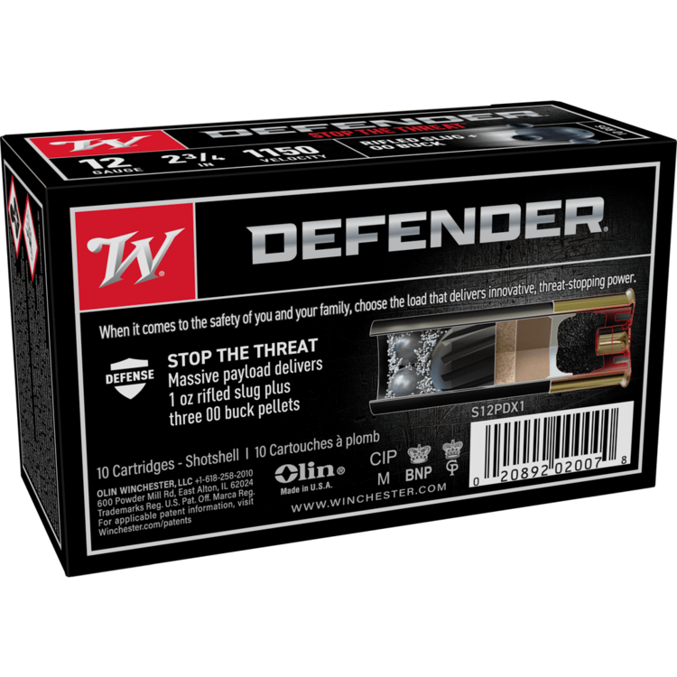 WINCHESTER 12 GA 2-3/4" PDX1 DEFENDER SEG SLUG 1 OZ / BUCK 00