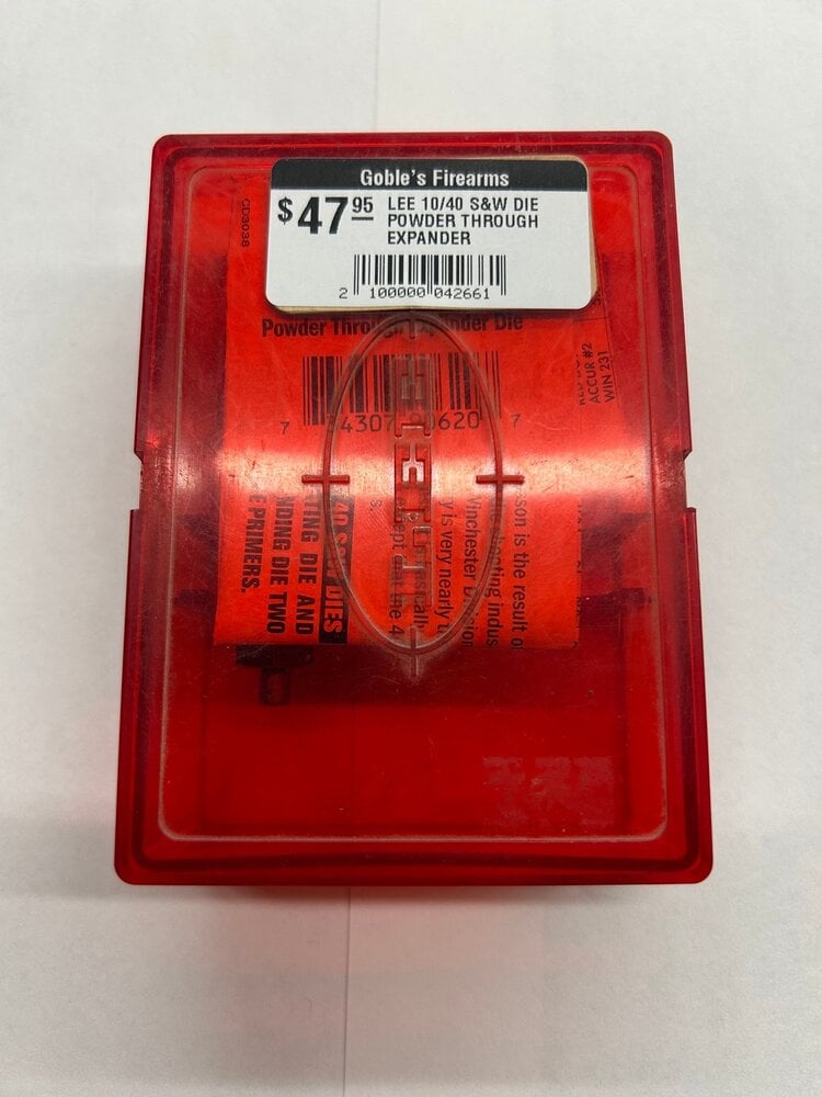 LEE (USED) LEE 10/40 S&W DIE POWDER THROUGH EXPANDER