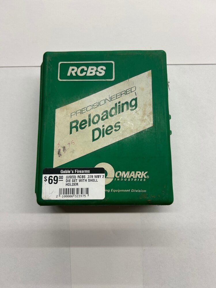 (USED) RCBS .378 WBY 2 DIE SET WITH SHELL HOLDER