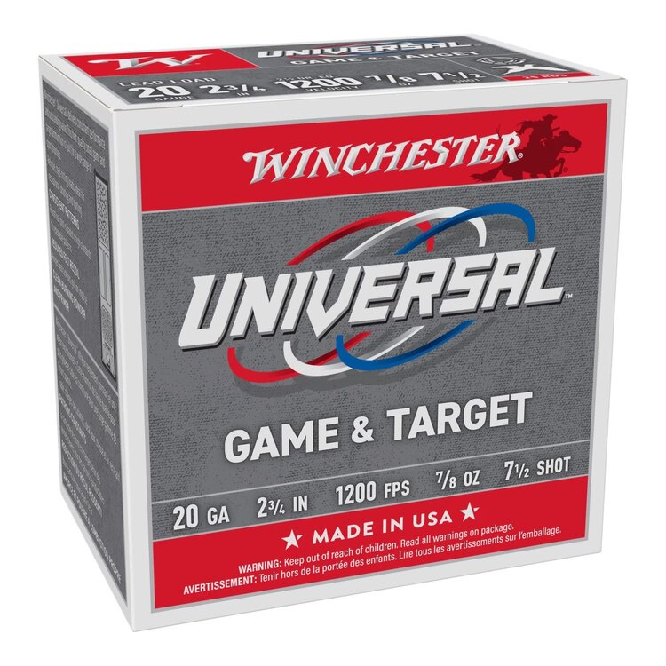 WINCHESTER UNIVERSAL GAME & TARGET 20 GA X 2-3/4″ #7.5  25RDS