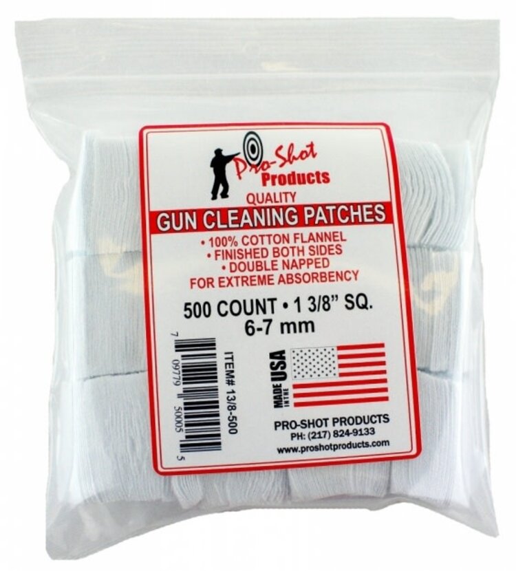 PRO-SHOT PRO SHOT   1 3/8” CLEANING PATCHES  (500CT)