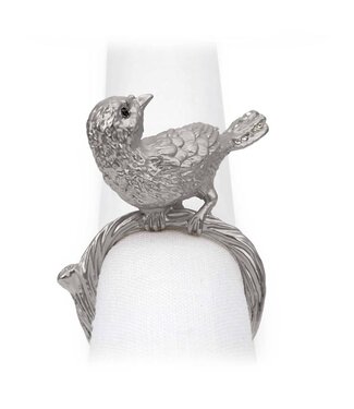 L’Objet Bird Napkin Rings in Platinum with blue crystals (set of 4)