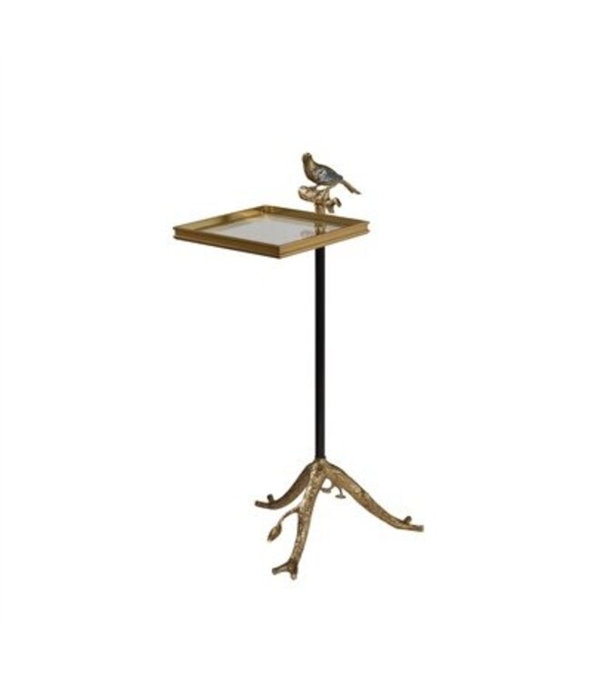 Cayen Collection Brass Bird Table with Paua Shell Inlay