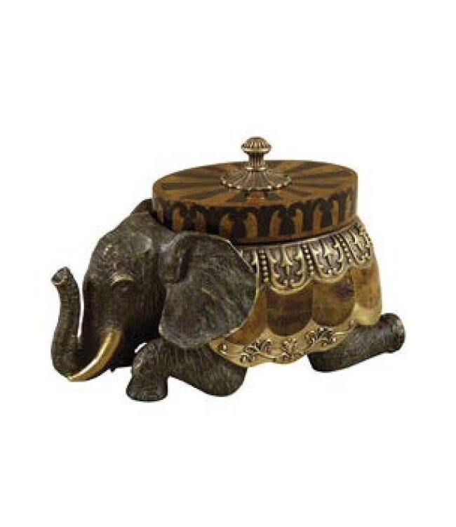 Cayen Collection Brass Tiger Penshell Elephant Box