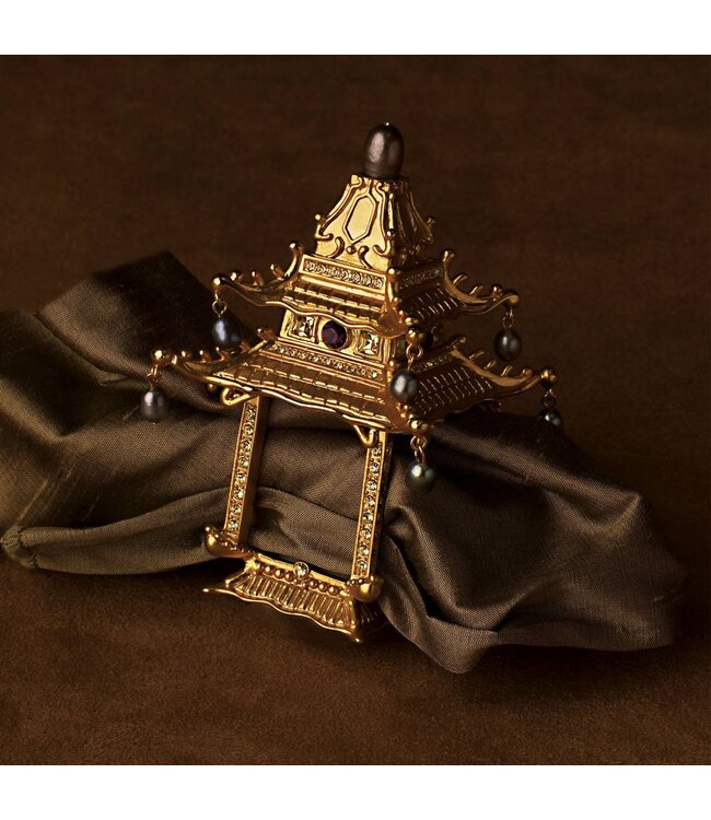 L’Objet Pagoda w/ Crystals and Fresh water Pearls  S&P Shakers (Set of 2)