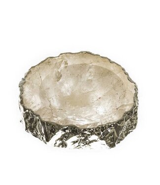 Cayen Collection Crystal Quartz Trinket Dish Sterling Silver Finish