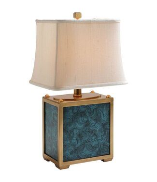 Cayen Collection Square Teal Malachite Lamp with shade