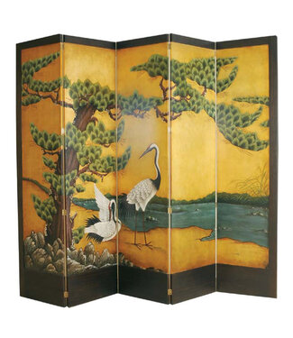 Cayen Collection Hand Painted floor Screen with Bird motif
