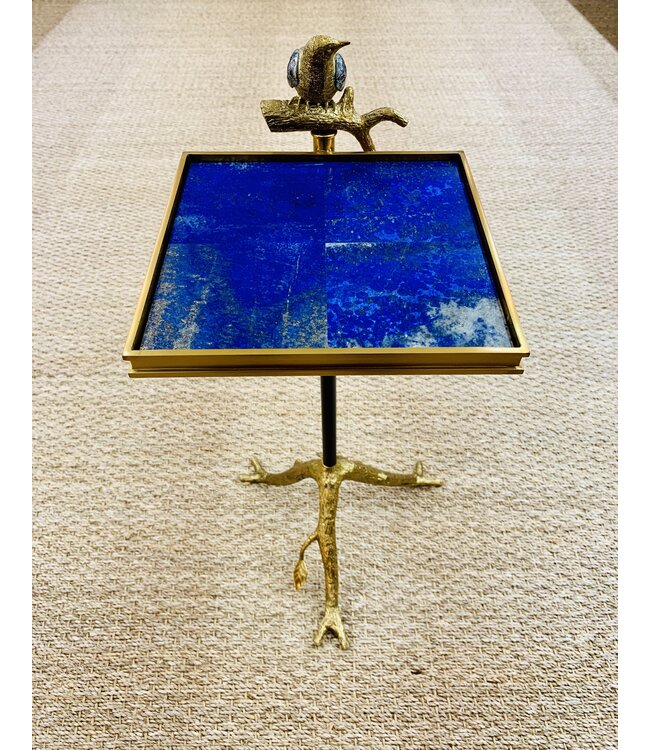 Cayen Collection Brass Bird Table with Paua Shell Inlay