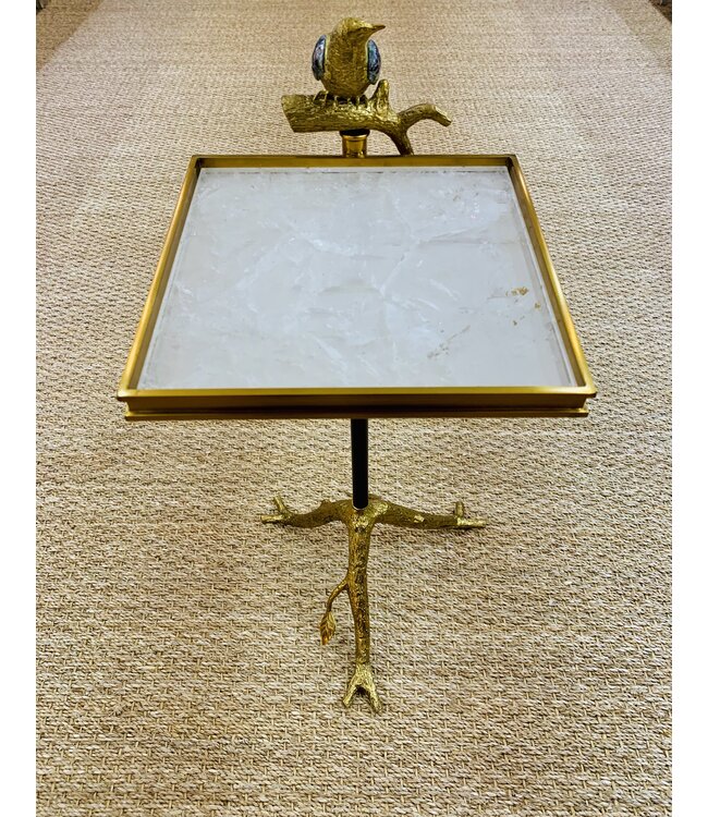 Cayen Collection Brass Bird Table with Paua Shell Inlay