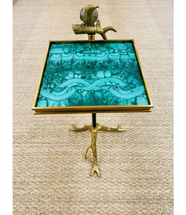 Cayen Collection Brass Bird Table with Paua Shell Inlay
