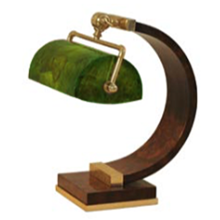 European Walnut Burl Desk Lamp with vert shell shade Cayen Home