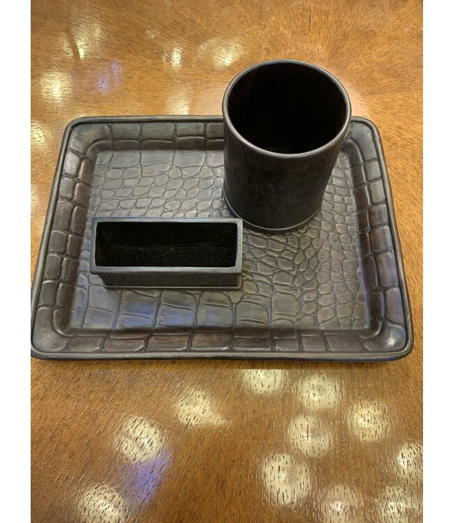 Cayen Collection Croc Brass desk set