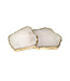 Cayen Collection Rock Crystal-Quartz Coasters with Gold Trim - Set of 2