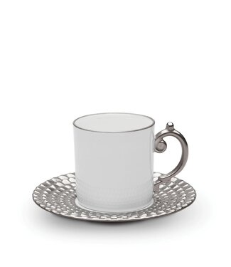 L’Objet Aegean Espresso Cup + Saucer Platinum