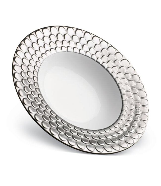 L’Objet Aegean Rimmed Serving Bowl Platinum
