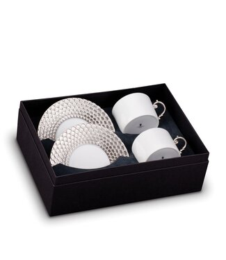 L’Objet Aegean Tea Cup + Saucer (Gift Box of 2) Platinum