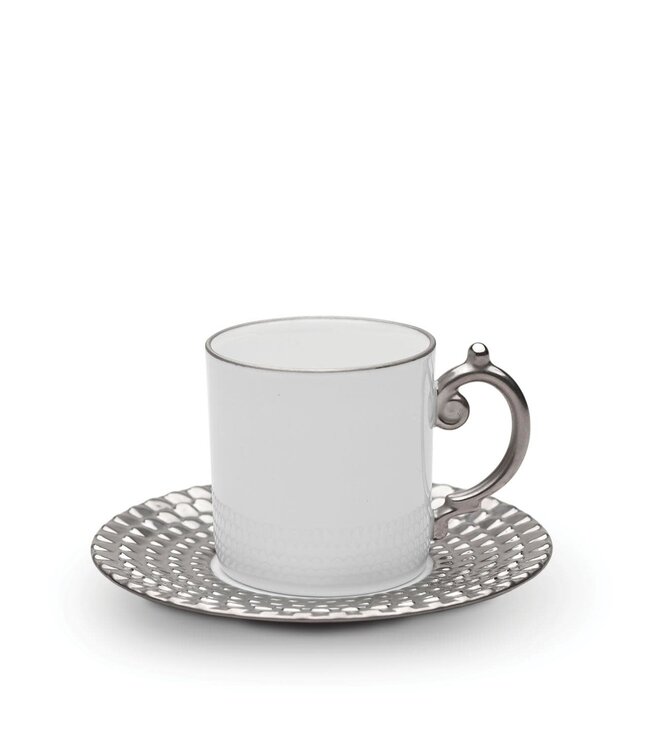 L’Objet Aegean Espresso Cup + Saucer  (Gift Box of 6) Platinum