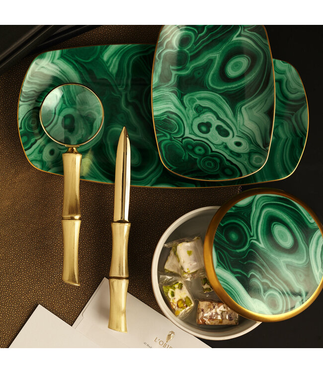 L’Objet Malachite Rectangular Tray Small