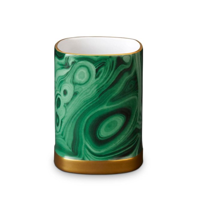 L'Objet Malachite Espresso Cup and Saucer Set - Green