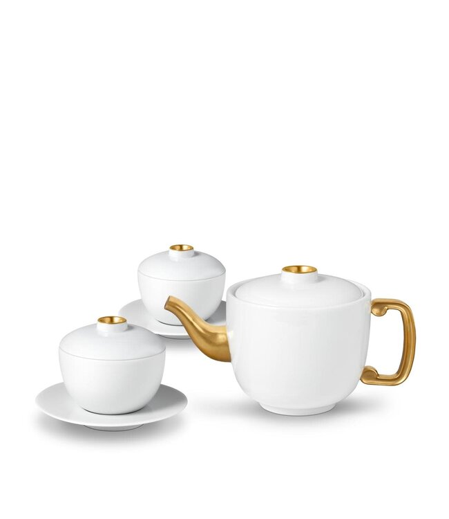 L’Objet Zen Teapot, 2 Tea Cups + Saucers