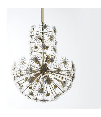 Tony Duquette Soft Brass Chandelier Crystal Beading