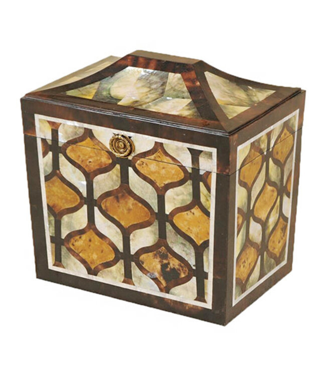 Cayen Collection Multi Shell Inlaid Box with Sherwood Brass Accents
